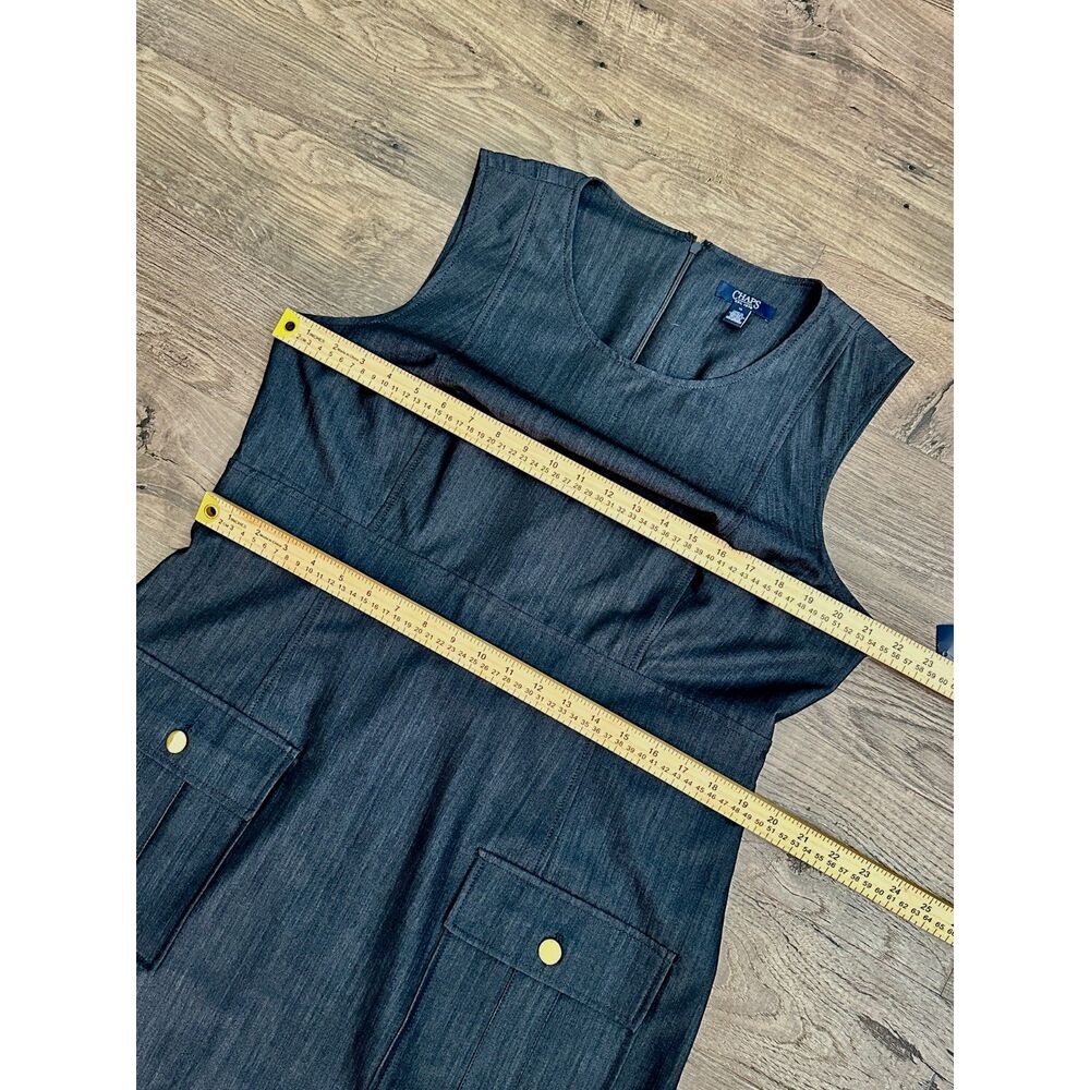 NWT Chaps Womens Size 16 Sheath Dress Dark Wash Utility Pockets Sleeveless - Picture 7 of 9